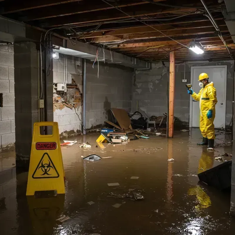 Flooded Basement Electrical Hazard in Earlville, IL Property